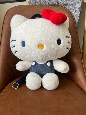 Hello Kitty White and Navy Sherpa Backback with zipper storage collector